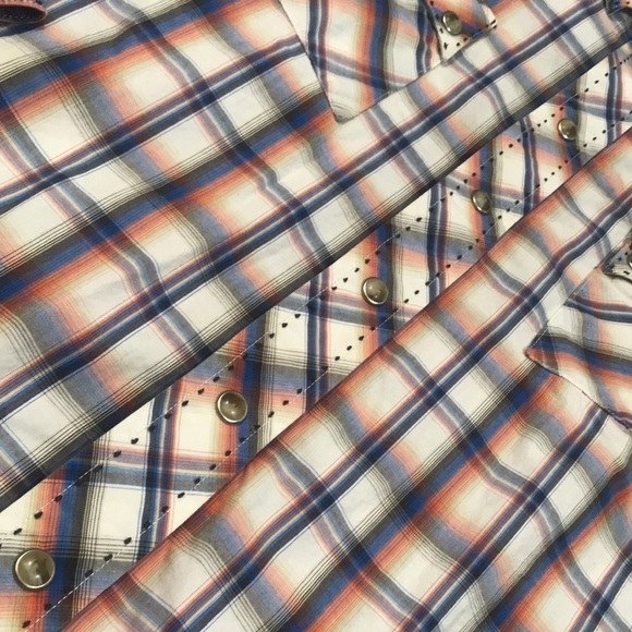 Wrangler Vintage Pearl Snap Plaid Flap Chest Pocket Ling Sleeve Shirt - Picture 7 of 10
